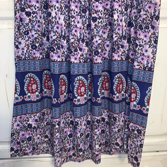 VINTAGE 70’s HIPPIE BLOCK PRINT INDIAN COTTON FESTIVAL BOHO MAXIDRESS - Picture 6 of 12